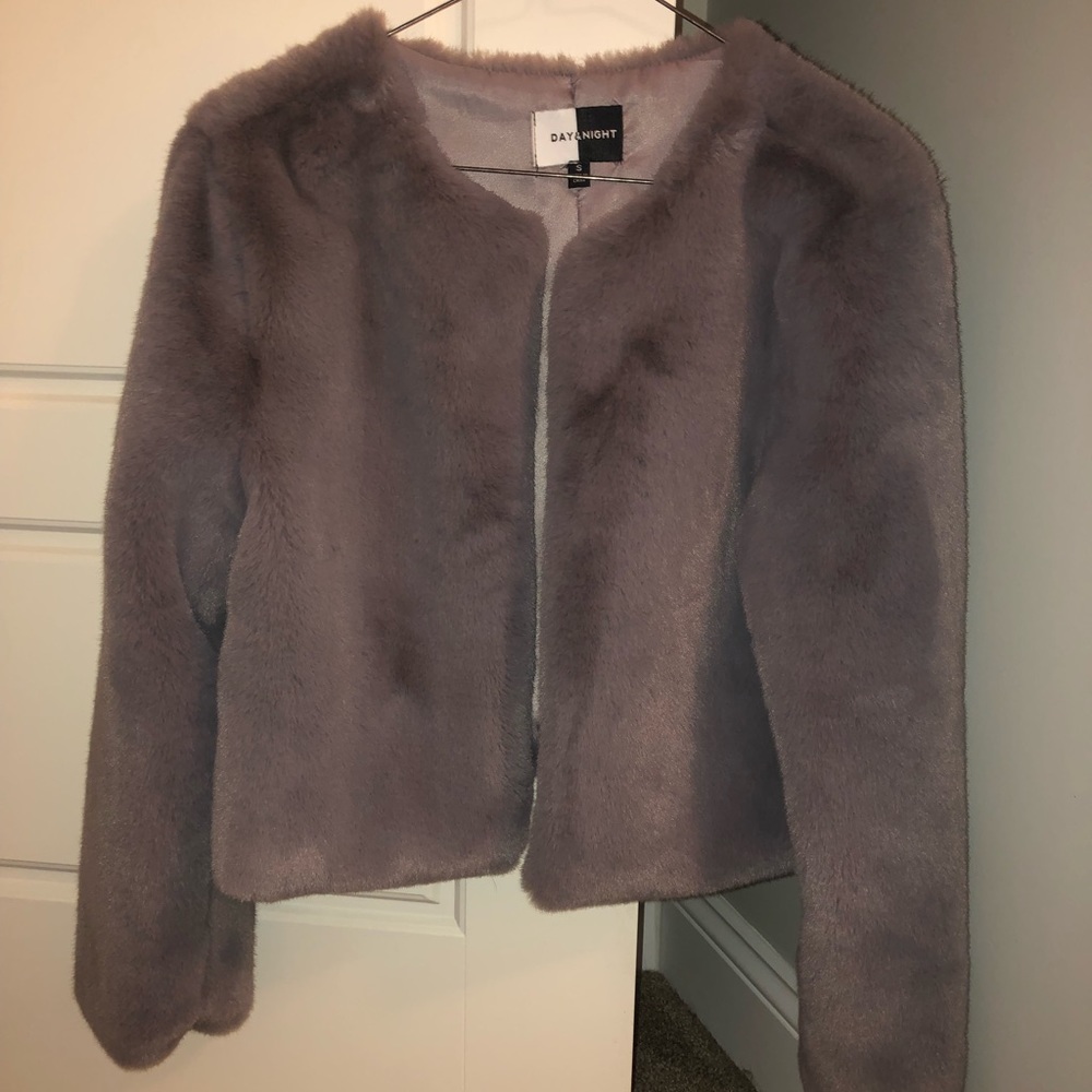 grey fur jacket
